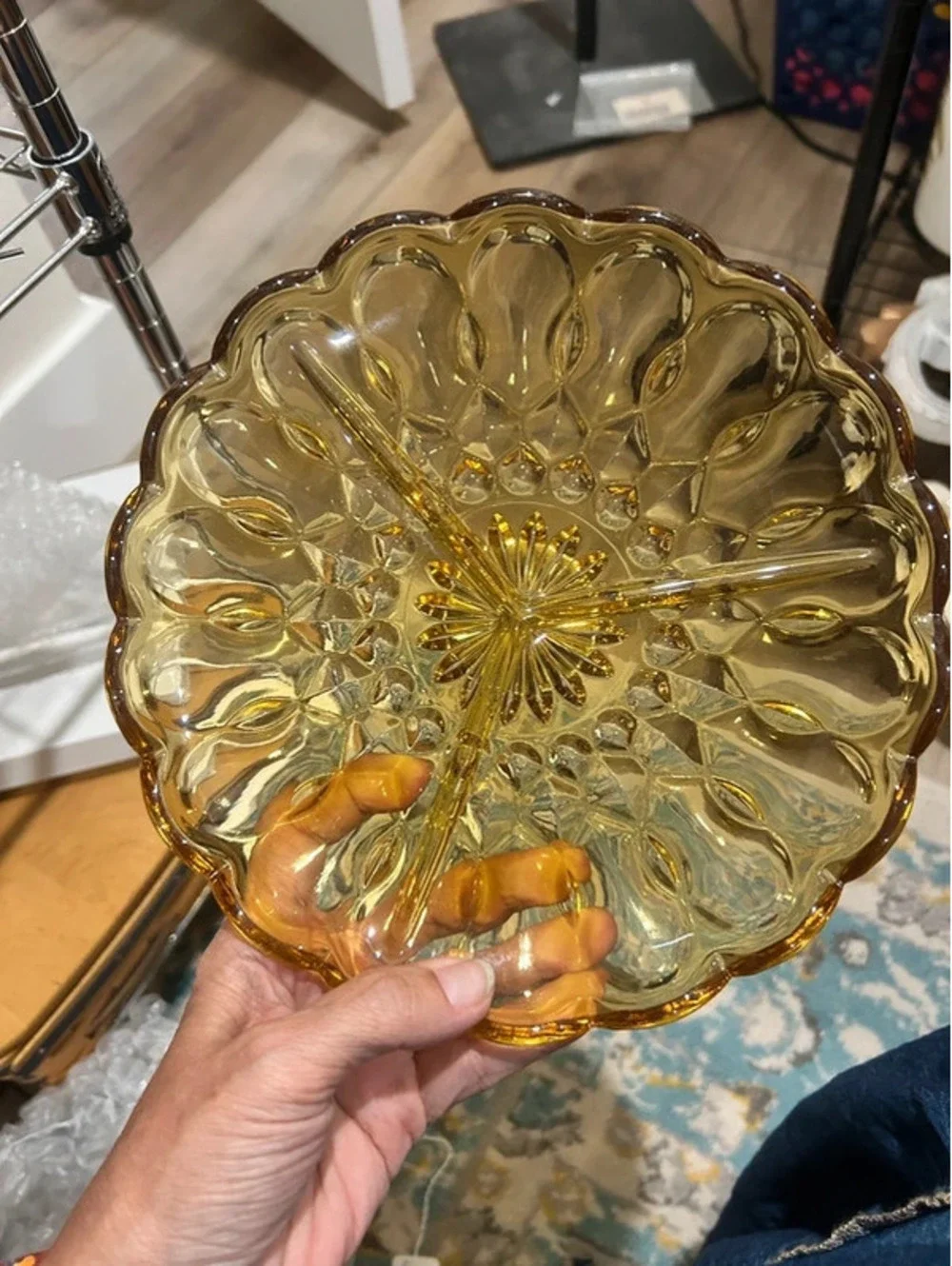 Indiana Glass 3-part divided relish candy dish  Thousand Eye